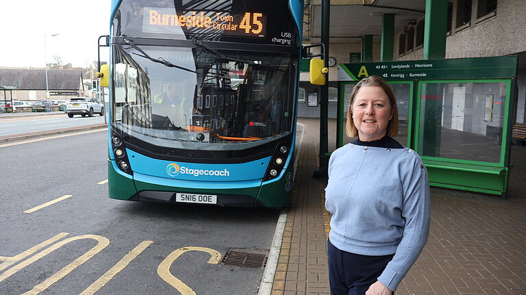 Libby at Kendal Bus Station